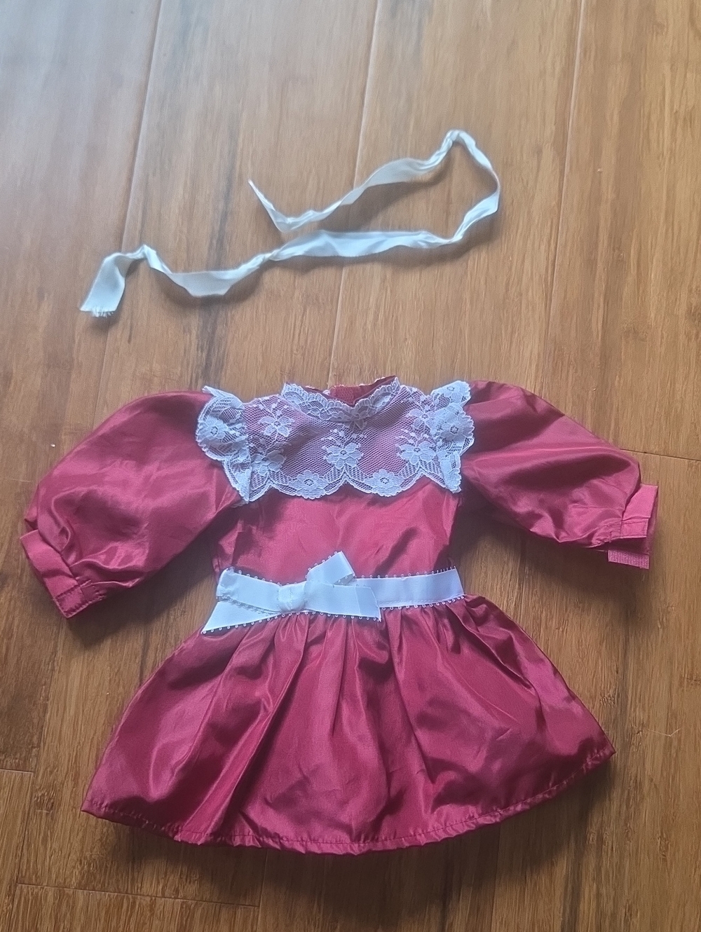 Vtg Pleasant Company American Girl Samantha Cranberry Party Dress & Hair Ribbon